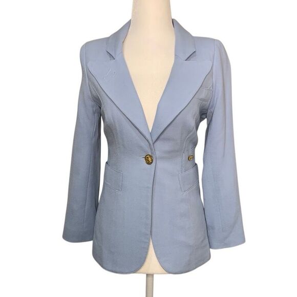 Smythe Jackets & Blazers - Smythe Classic Duchess Blazer Light Blue Size 4 Wool Lapel Collared Jacket